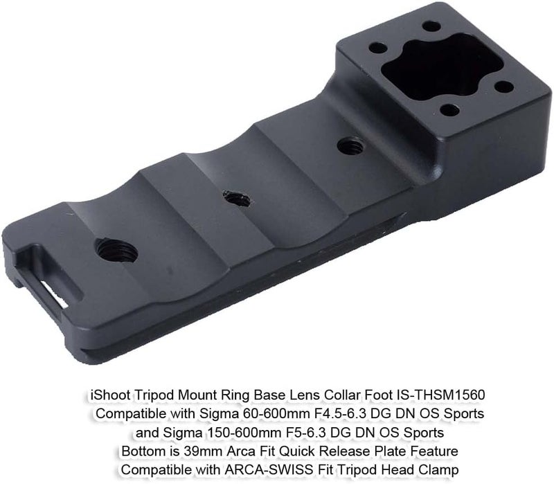 iShoot Lens Collar Replacement Foot Tripod Mount Ring Support Holder Base Compatible with Sigma 150-600mm f/5-6.3 (DG DN OS Sports)(DG OS HSM Sports); 60-600mm f/4.5-6.3 (DG DN OS Sports)(DG OS HSM Sports) - Image 2